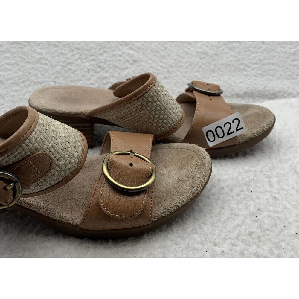 Dansko Debby Wedge Sandals Womens 39 Full Grain Raffia Tan Brown Leather Woven - Picture 14 of 14